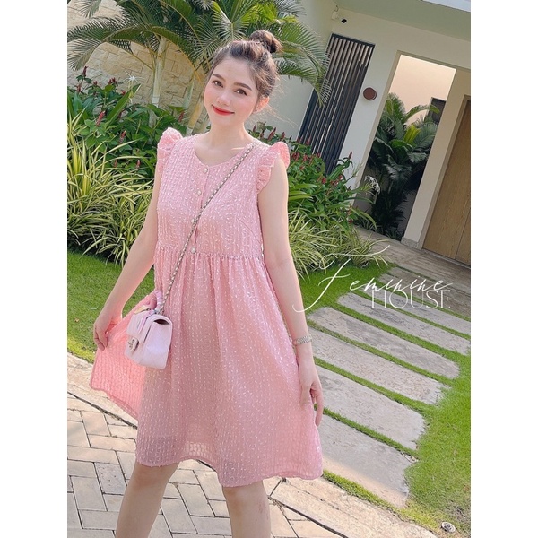 Đầm Babydoll Hồng, váy babydoll xinh xắn, đầm suông hồng baby