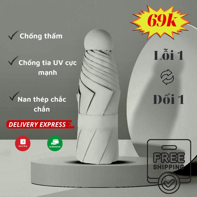 Ô Mini Dù Đi Mưa Chống Tia UV Cao Cấp 6 Nan Dù Che Mưa ASAKI