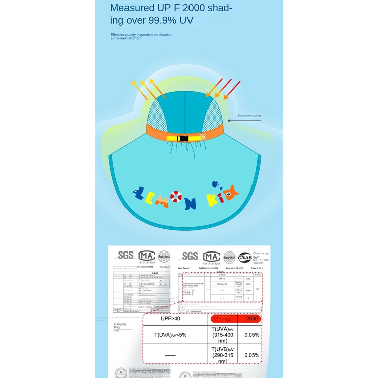 Mũ chống nắng Lemonkid vành lớn chống nắng tia cực tím dùng đi biển mùa hè cho bé trai và bé gái