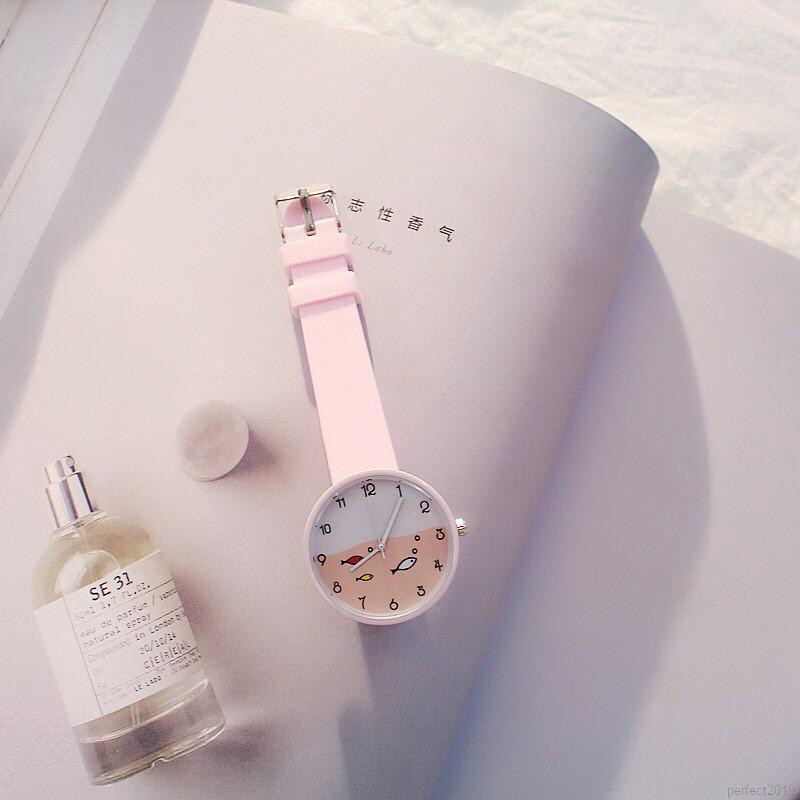 ✨ perfect ❀ Girls Simple Jelly Color Fish Pattern Watches Children Watch