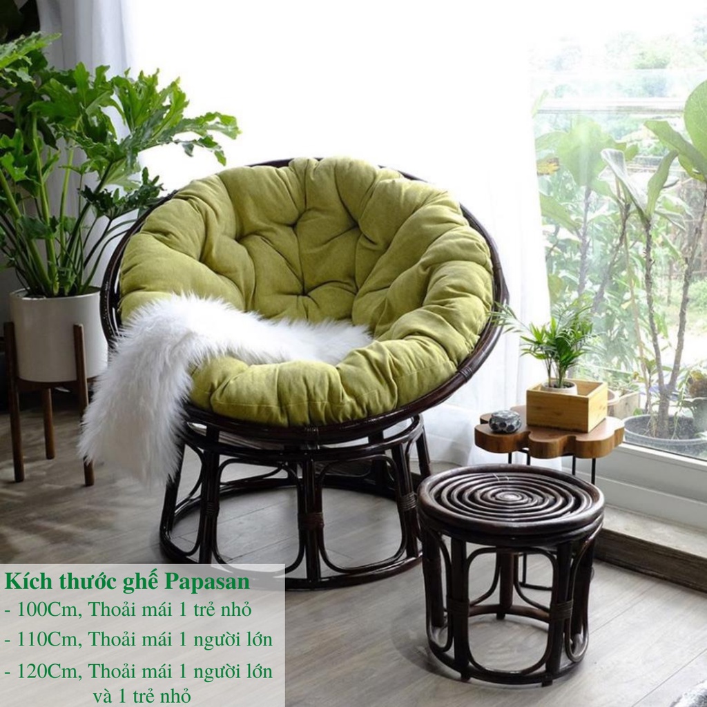Nệm ghế papasan 1M2 vải bố kèm bông gòn cao cấp, Ghế lười bập bênh thư giãn Papasan mây phòng ngủ cho bé / HealHomes