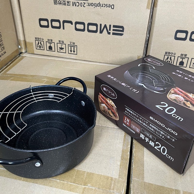 Nồi Chiên Chống Dính Nhật Size 20cm Có Khay Ráo Mỡ Vân Đá Siêu Bền Sản Chống Dính Hiệu Quả Khó Trầy Xước