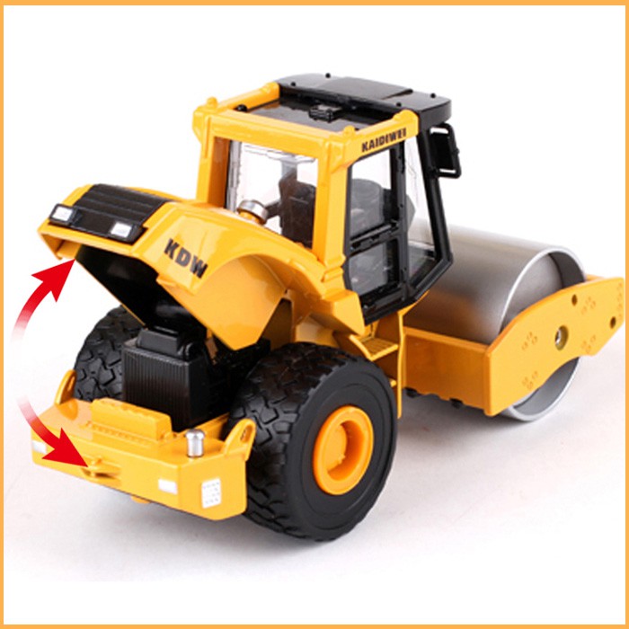 Mô Hình Xe Sắt Xe Lu Công Trình Trục Sắt 2 Bánh Hơi Tỉ Lệ 1:50 - Kdw - Vàng - 9930