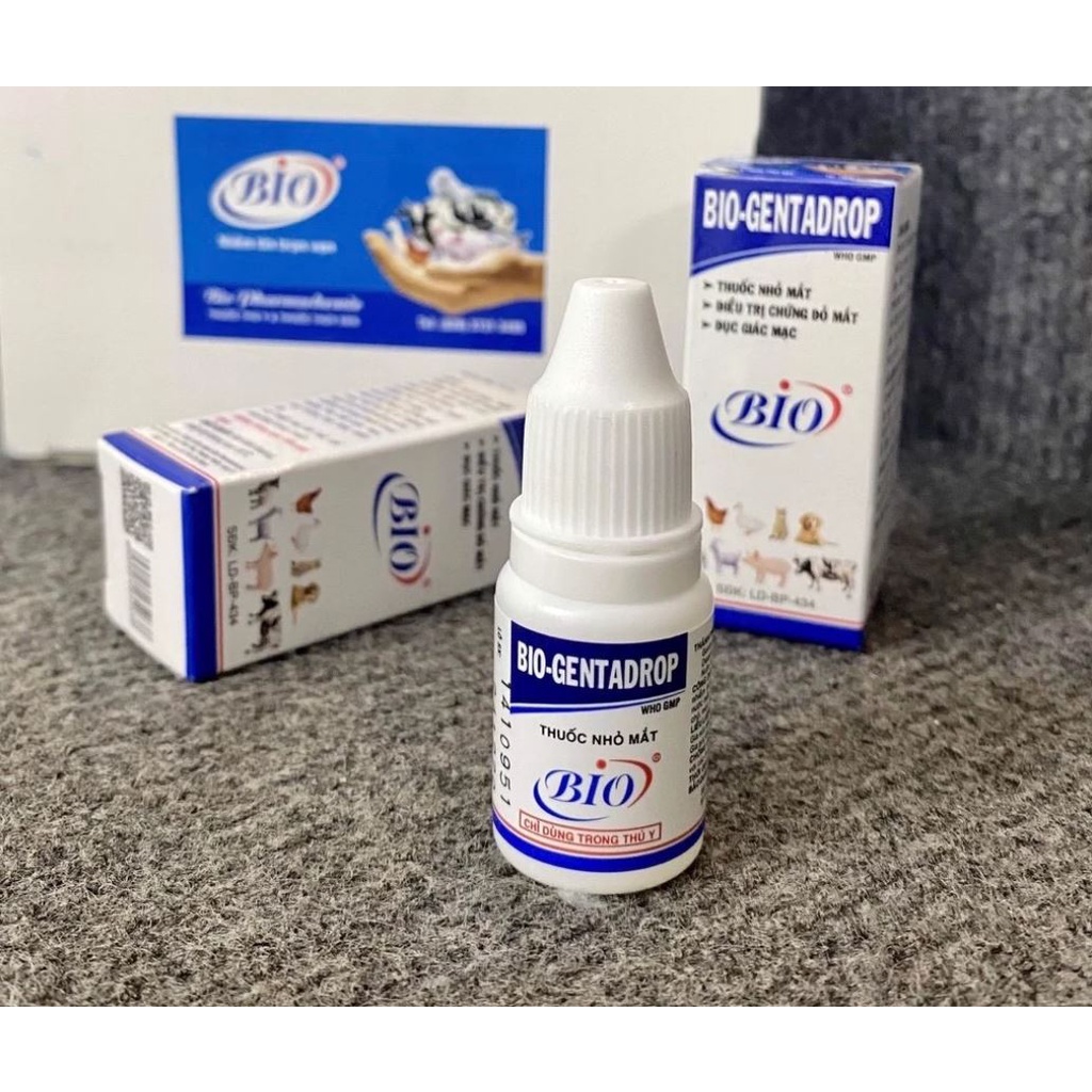 BIOGENTADROP ®. Thuốc nhỏ mắt Bio cho chó mèo. Thuốc trị viêm mắt, đổ ghèn, dùng cho cả gia cầm & gia súc.