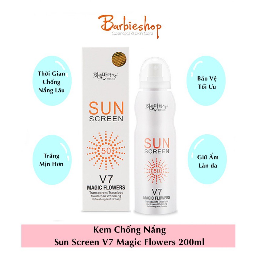 Kem chống nắng toàn thân dưỡng trắng da dạng xịt SUN SCREEN V7 Hàn Quốc