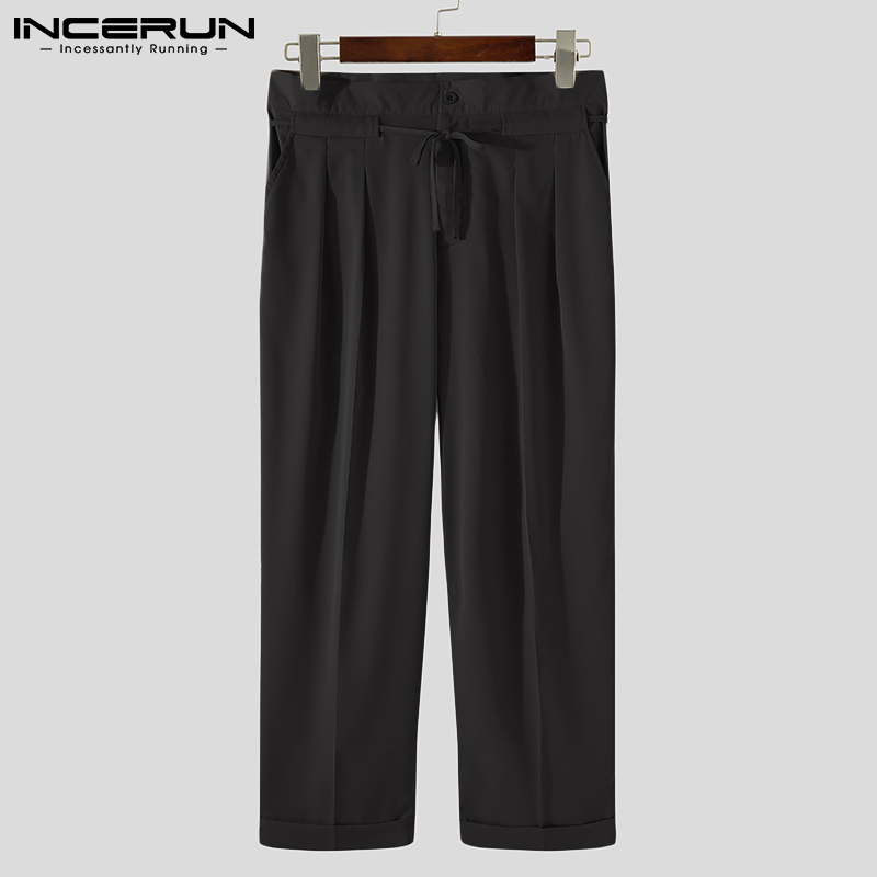 Quần Dài Incerun Ống Rộng Màu Trơn Phong Cách Hàn Quốc Cho Nam