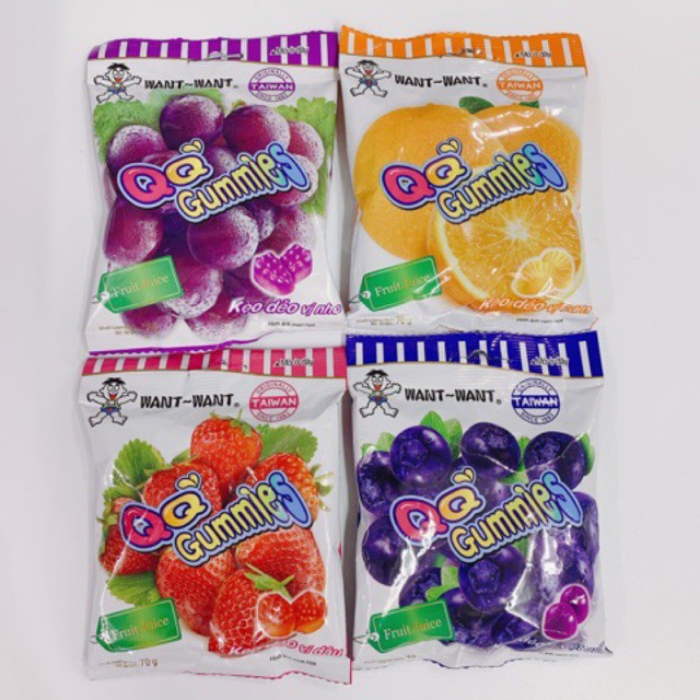 Kẹo Dẻo Want Want Cam Dâu Nho Việt Quất Gói 70G