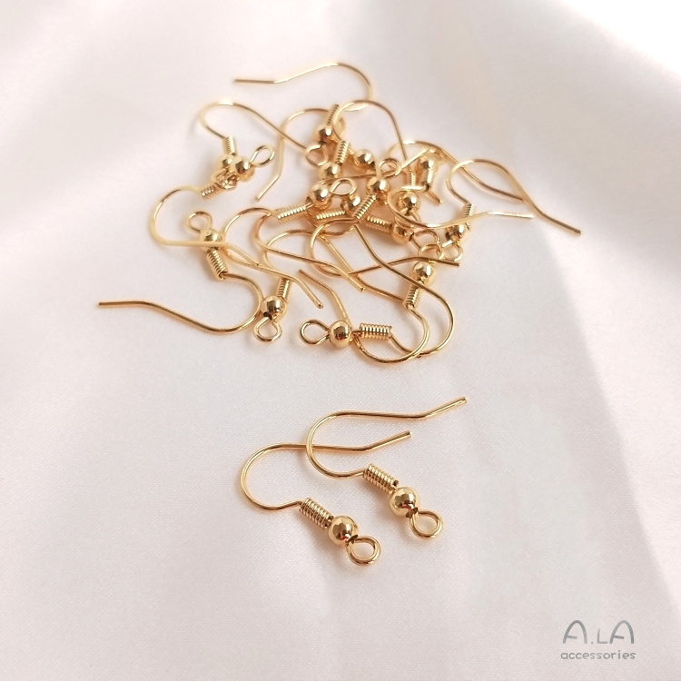 [Little Blu] Phụ Kiện Móc Xỏ Lỗ Tai Bằng Đồng 14K Màu Vàng Kim Không Gây Dị Ứng Làm Phụ Kiện Thủ Công diy