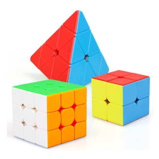 Combo 3 Khối Rubik 2x2 3x3 Tam Giác ( Pyraminx ) Stickerless MoYu Qiyi. Rubic Xoay Trơn, Không Kẹt, Không Rít