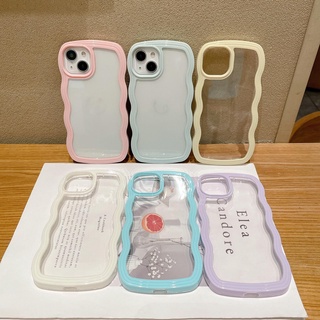 Ốp điện thoại trong suốt hình gợn sóng vui nhộn Hàn Quốc cho iPhone air 17 16 15 14 13 12 11 Pro Max X XS XR Vỏ bảo vệ ống kính máy ảnh dễ thương