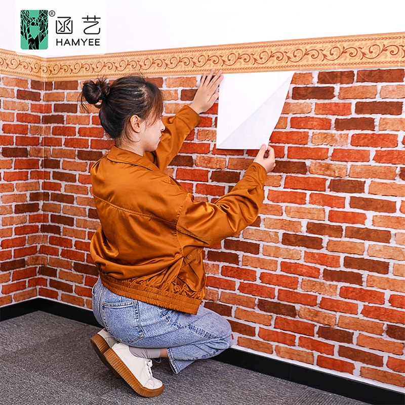 Giấy dán tường giả gạch đỏ keo sẵn khổ 45 cm x10m