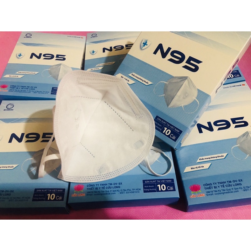 khẩu trang N95 KN95 ko van Cửu Long (10c/hộp) | BigBuy360 - bigbuy360.vn