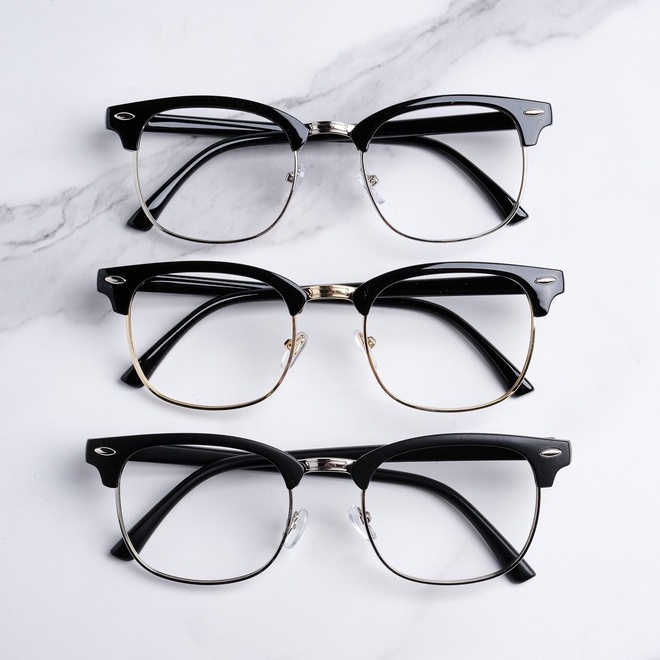 Gọng Kính Hợp Kim Cắt Vành Unisex, Kính mắt nửa vành nam nữ thời trang cắt được mắt cận (tặng kèm hộp đựng kính)