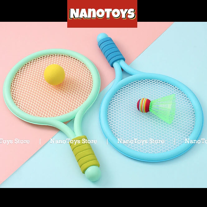 Đồ chơi vợt cầu lông kiêm vợt Tennis cho bé - tay cầm có đệm mousse - NANOTOYS STORE