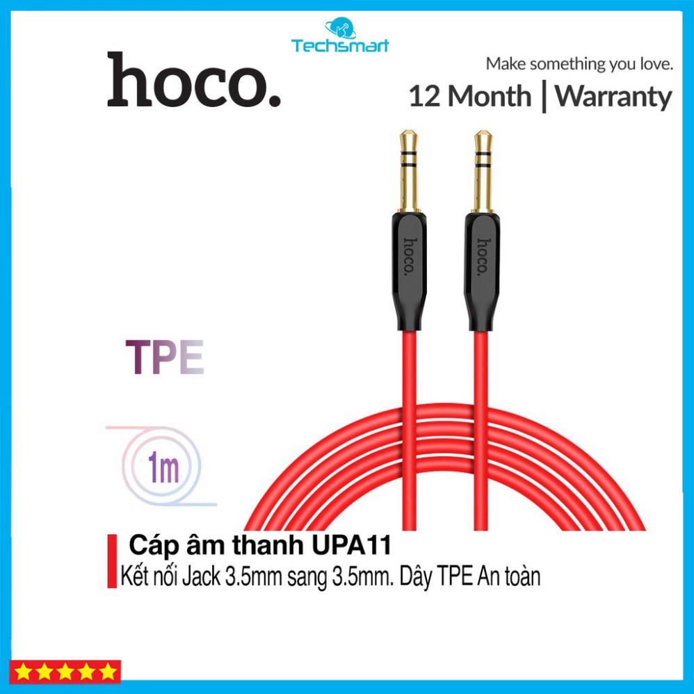 Cáp âm thanh Hoco UPA11 AUX dài 1m - Jack 3.5 phích cắm mạ vàng đồng nguyên chất