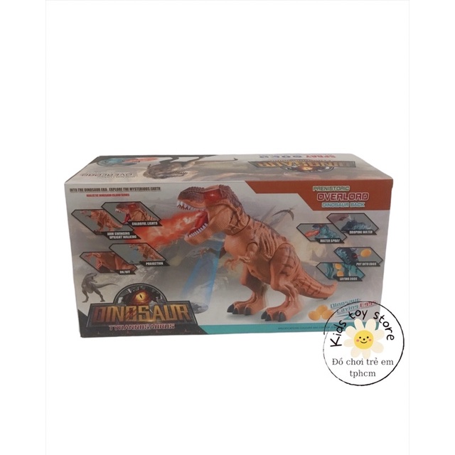 Đồ chơi khủng long cho trẻ em, đẻ trứng, phun sương, có đèn chiếu, kl bạo chúa tiếng gầm như thật