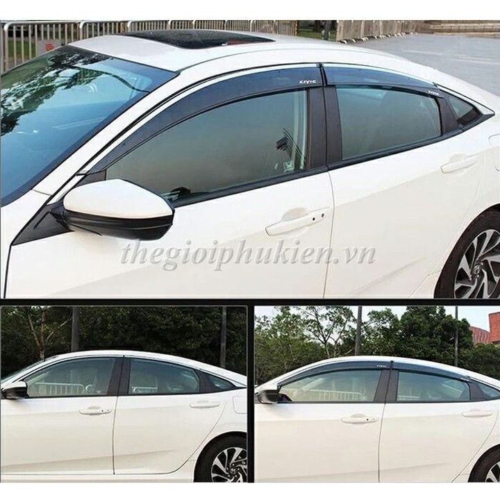 Bộ vè che mưa Honda Civic 2019-2022 -chỉ innox cao cấp( Hàng cao cấp )