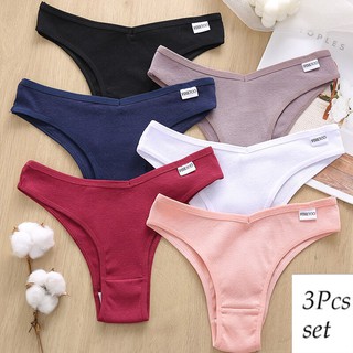 Bộ 3 cái quần lót cotton kiểu chữ V gợi cảm cho nữ (có bán lẻ)