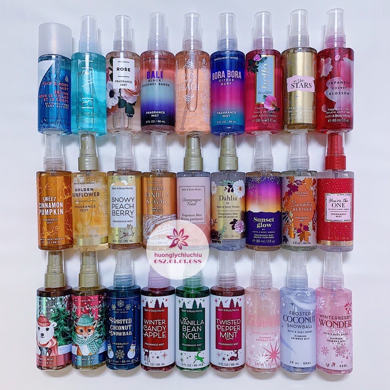 Xịt thơm Bath and Body works 75ml- body mist 88ml nhiều mùi mẫu mới