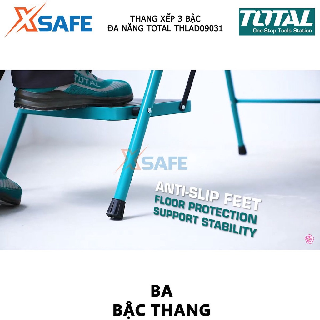 Thang xếp 3 bậc đa năng TOTAL THLAD09031 kích thước mỗi bậc 380x260mm, khả năng tải 150kg - [XSAFE]