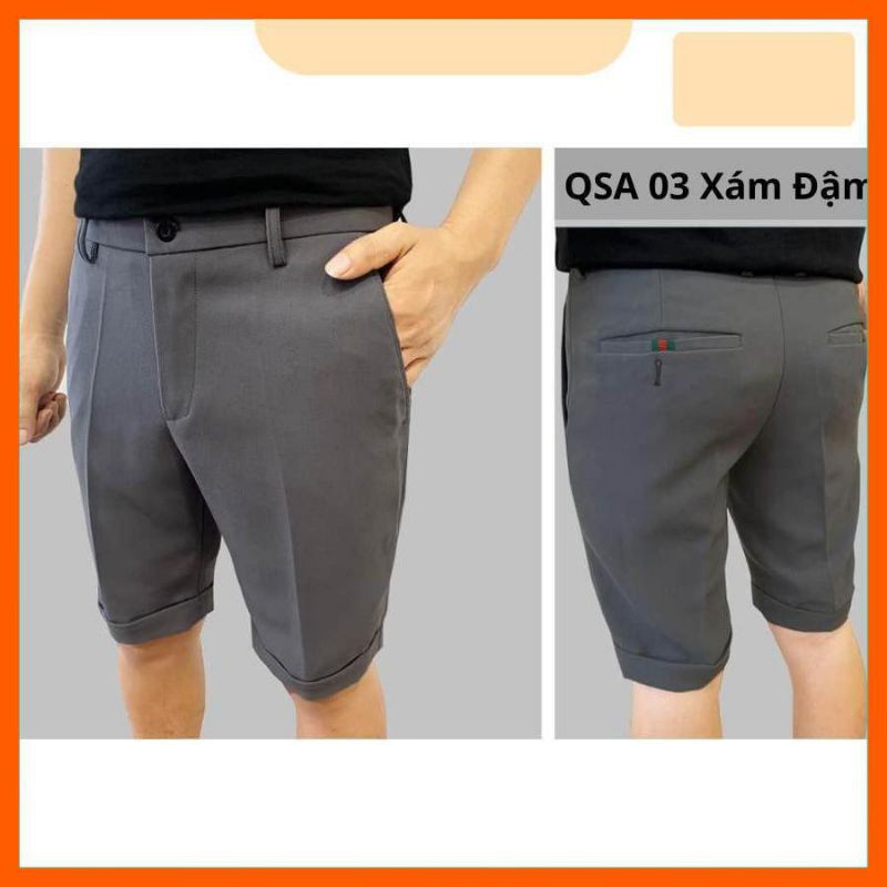 Quần short tây âu nam xám, vải âu form đứng, dày dặn | BigBuy360 - bigbuy360.vn