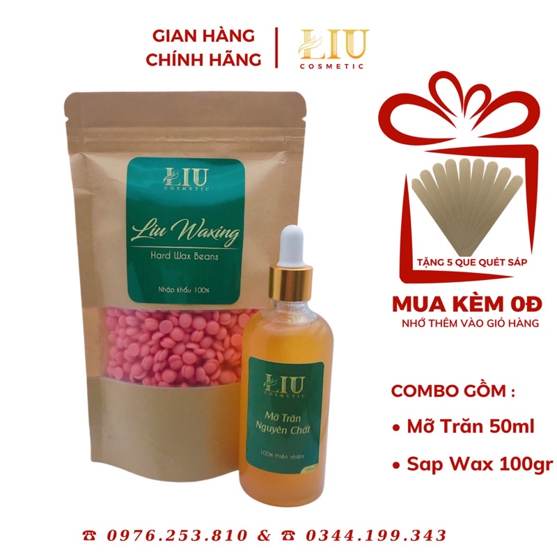 [FREE SHIP] COMBO TIẾT KIỆM 100Gr Sáp Wax lông LIU Waxing &amp; 50ml Mỡ Trăn nguyen chất LIU