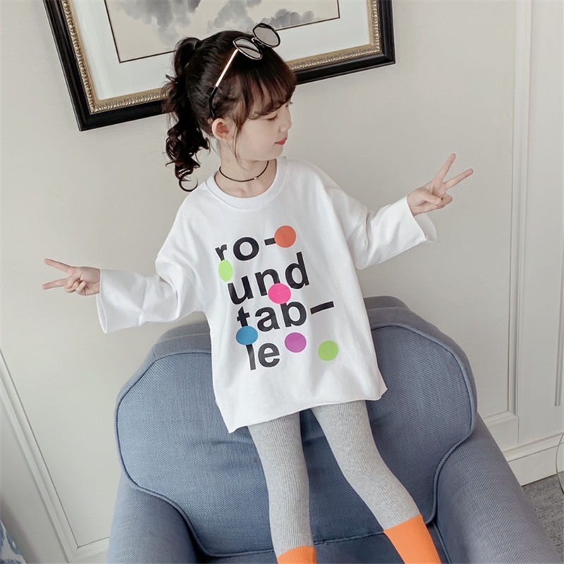 Áo Thun Tay Dài Phong Cách Phương Tây Thời Trang Xuân Thu 2021 Dành Cho Bé Gái