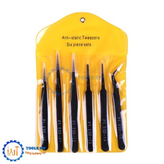 PKK Bộ 6 Panh nhíp Kẹp Chống Tĩnh Điện Gắp Linh Kiện PT.ESD