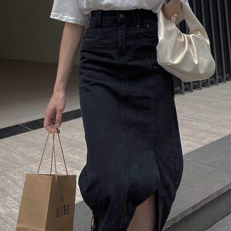 CHÂN VÁY BÒ DÀI XẺ 1 BÊN | BigBuy360 - bigbuy360.vn