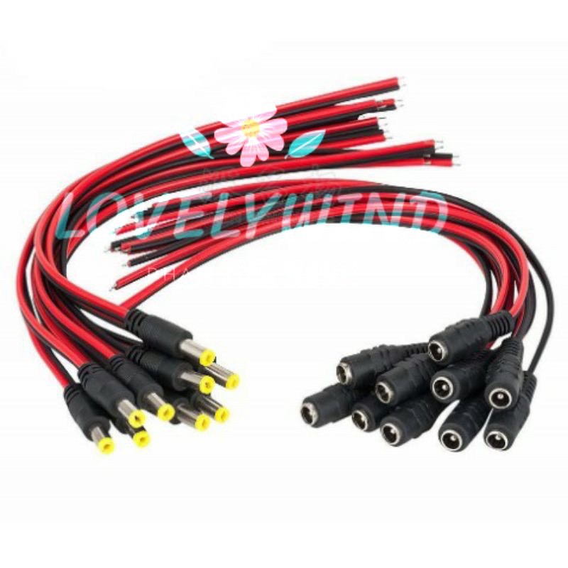 Jack nguồn 5.5x2.1 Jack DC có dây Đực/Cái tùy chọn