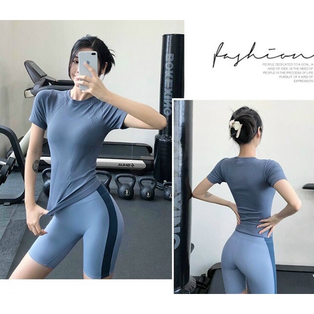 Áo tập gym yoga nữ Cmon chất dệt kim hàng quảng châu cao cấp
