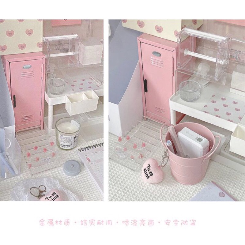 Tủ sắt đựng đồ màu pastel mini để bàn có khoá