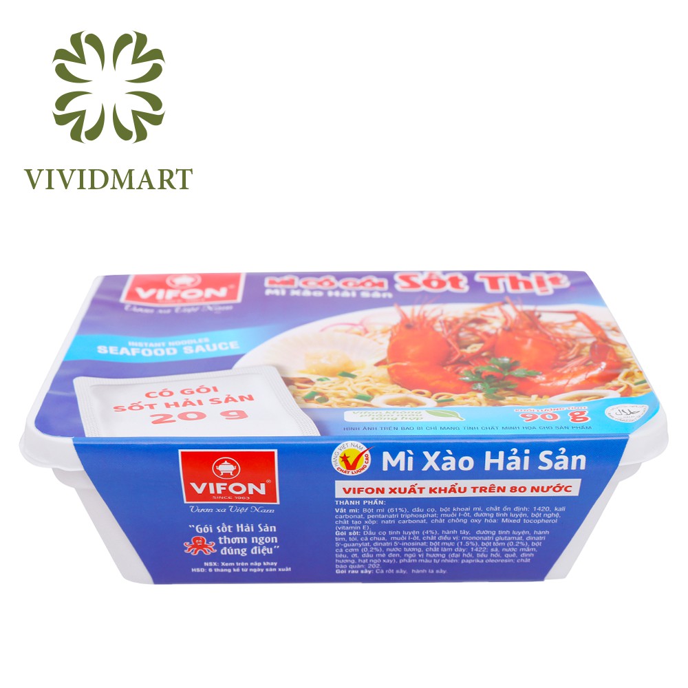 VIFON MÌ KHAY CÓ GÓI SỐT XỐT XÀO VỊ BÒ SA TẾ / HẢI SẢN / TƯƠNG ĐEN / SPAGHET
