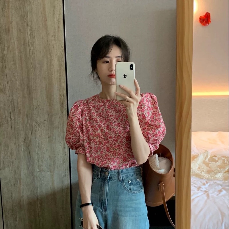 Áo sơ mi zara hoa hồng B-A-M STORE