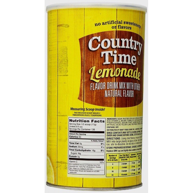 [HSD 05/2024] Bột Pha Nước CHANH LEMONADE COUNTRY TIME 2.33kg - USA