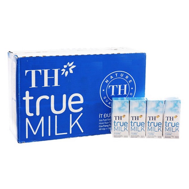 Sữa Tươi Tiệt Trùng TH True Milk Ít Đường - 180ml x 48 hộp ( Giá bán trừ khuyến mãi )