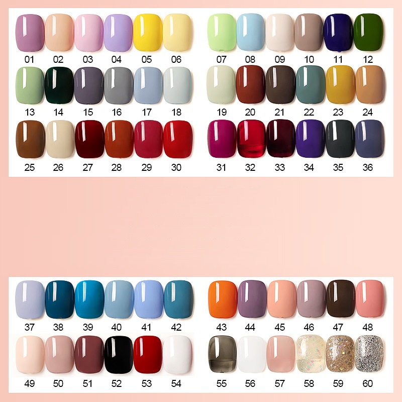 Sơn Gel AS mẫu mới chai vuông 60 màu V01~V48 và màu trắng nước gạo mã MILKY WHITE