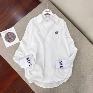 Áo sơ mi bo tay thêu form rộng