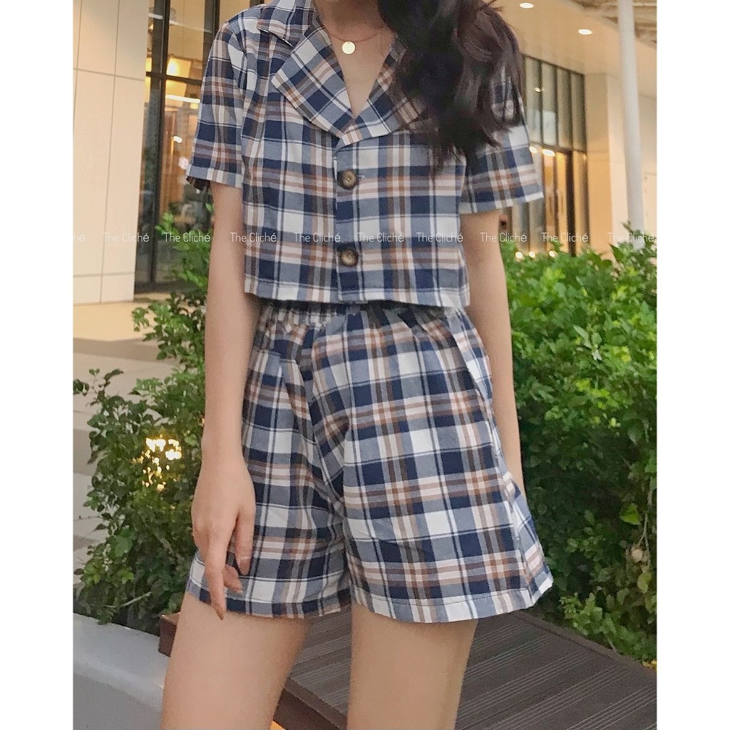 Set áo vest croptop mix quần short