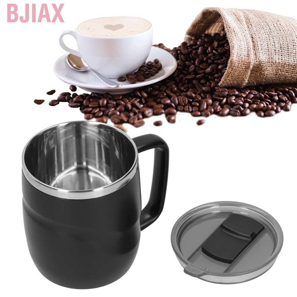 Cốc Uống Cà Phê Bằng Thép Không Gỉ 14oz Có Nắp Đậy Tiện Dụng Đen