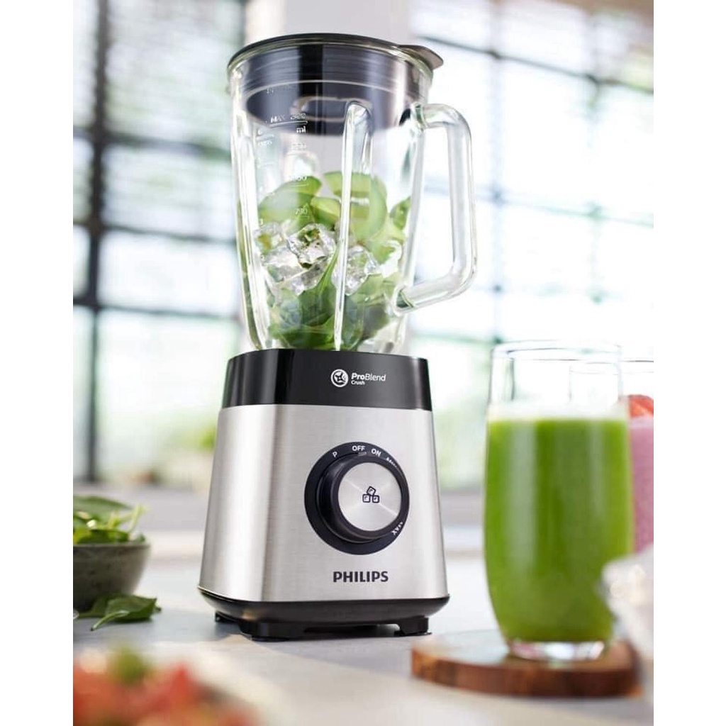 Máy Xay Sinh Tố PHILIPS HR3573/90, Công suất 1000W, Xay Đá Mịn , Hàng Chính Hãng Bh 2 Năm