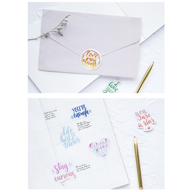 Hộp 46 miếng dán sticker chủ đề Thông điệp tích cực - M382