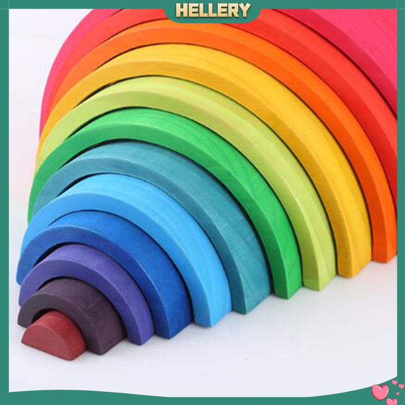 [HelleryVN] X Đồ Chơi Xếp Chồng Vòm Bằng Gỗ Màu Cầu Vồng Tay Mắt Cho Trẻ Em