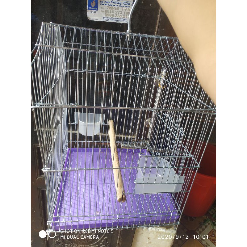 Lồng chim   gồm cây đứng. máng. ăn. khay phân. móc cheo