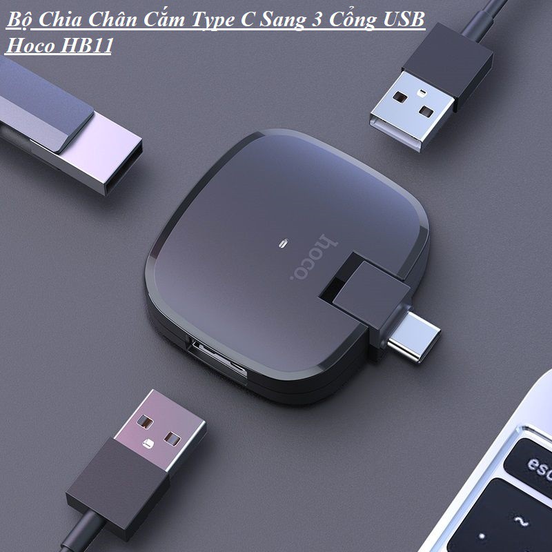 Bộ Chia Chân Cắm Type C Sang 3 Cổng USB - Hoco HB11 - Chính Hãng