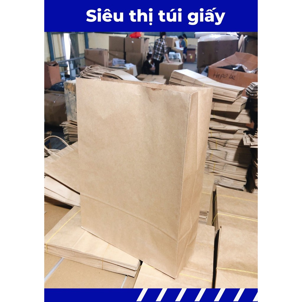 COMBO 100 CHIẾC TÚI GIẤY KRAFT XI MĂNG S4: 28x10x36 cm KHÔNG QUAI ( ẢNH THẬT SHOP TỰ CHỤP)