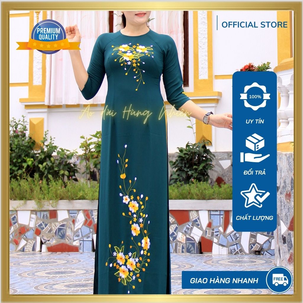 Áo dài Tằm thêu nữ may sẵn thiết kế đẹp, sang trọng, màu hồng