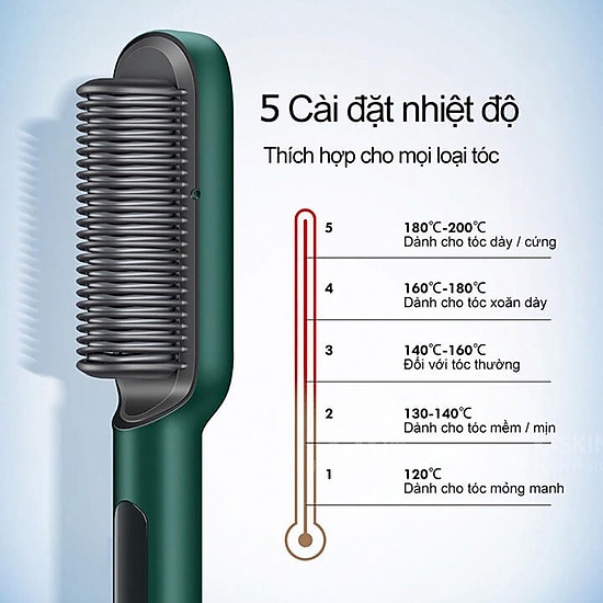 Lược Điện Chải Tóc Tạo Kiểu Kiêm Máy Uốn , Duỗi Tóc