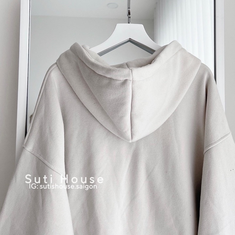 [ẢNH THẬT-CÓ SẴN] Áo Hoodie Zip Thêu icon Unisex Màu Tan Ghi và Tan Be Tay Bồng Form Rộng - Suti House | BigBuy360 - bigbuy360.vn