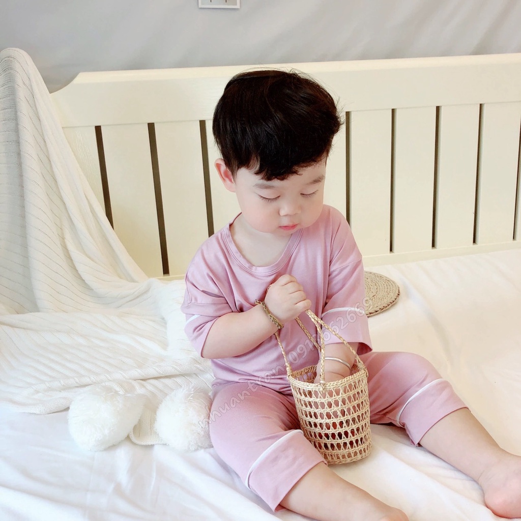 Bộ lạnh tay viền, bộ cộc bé trai bé gái size 5 -20 kg